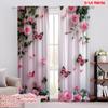 2pcs Curtain Butterfly and Pink Rose Durable 100% Polyester Fabric,Without Electricity Versatile Perfect for Holiday Decor