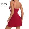Lady Summer Nightdress Backless Deep V Neck Sleeveless Sleepwear Lace Trim Split Hem Spaghetti Strap Nightie Bedroom Honeymoon Wedding Night Slip
