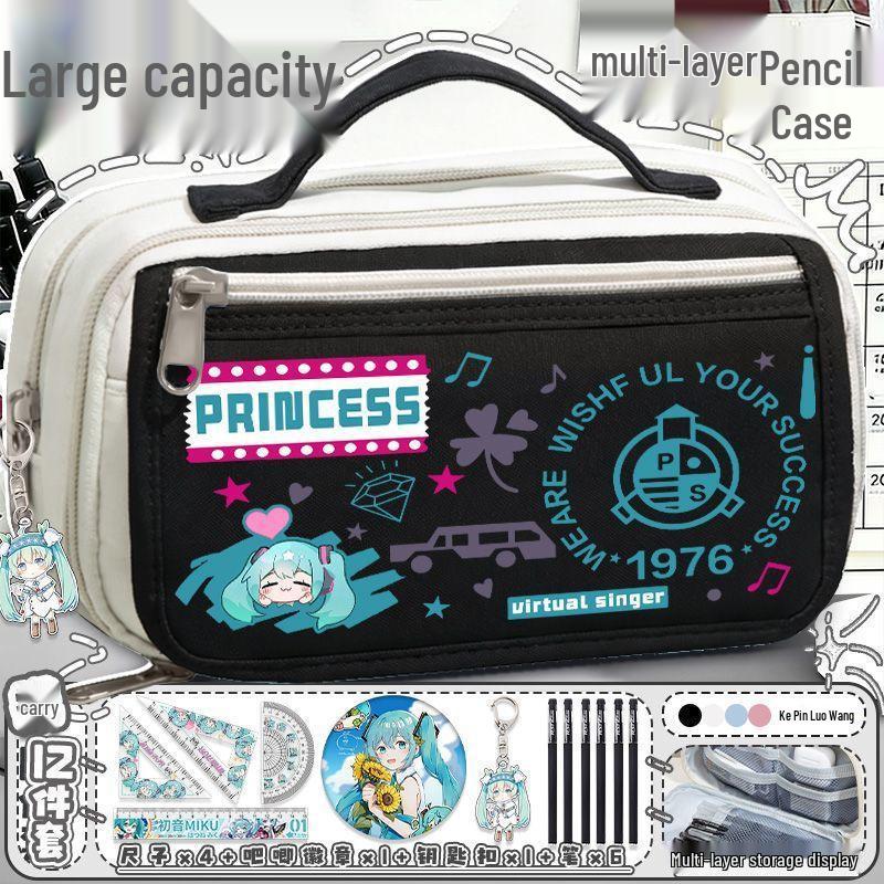 Astuccio Grande Capacità Hatsune Miku per Studenti e Ragazze - Borsa Portatile