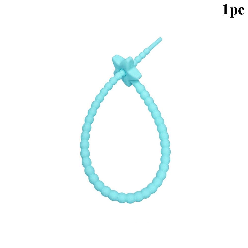 22CM 1Pc 12 Color Silicone Reusable Bag Ties Twist Wire Fasten Cable Zip Tie Headset Data Line Universal Magic