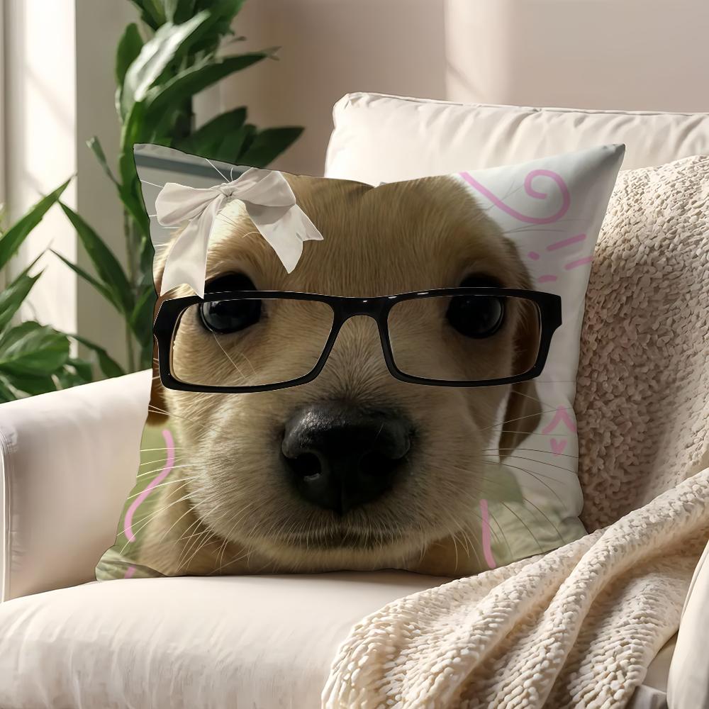 Cartoon Funny Dog Meme Kawaii Glasses Cushion Cover For Pillow Printing Sofa Decoration Home Car Room Office Nordic Simplicity