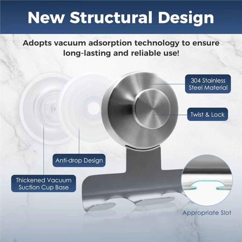 304 Stainless Steel Suction Cup Shaver Holder Shower Razor Hooks  For Bathrobes