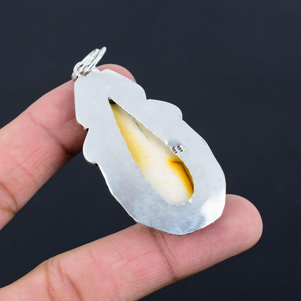 925 Sterling Silver Pear Mookaite Stone Engagement Sister Bezel Trendy Pendant