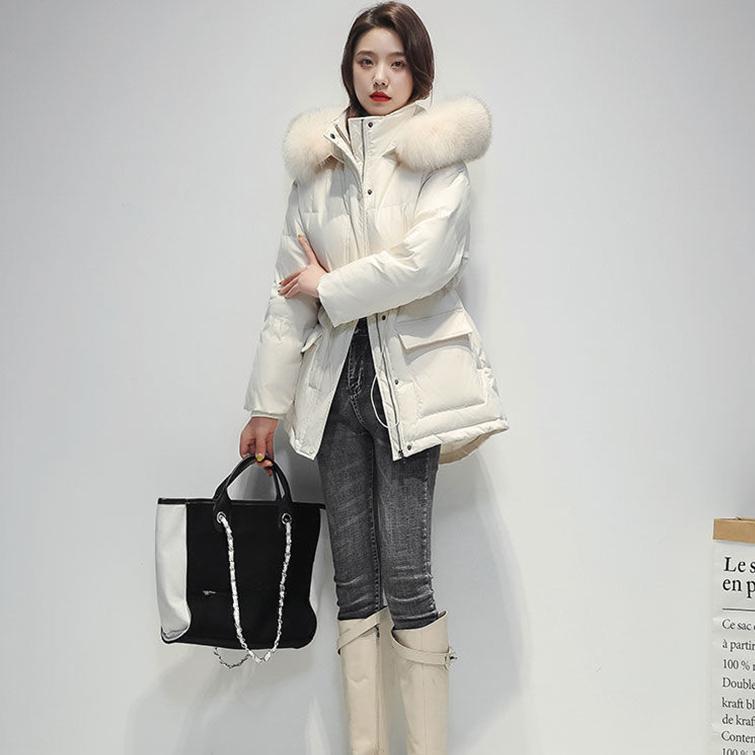 Cotton Padded Fur Parka New Big Fur Collar Down Winter Jacket Women Thick Warm Parkas Female Outerwear