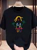 Unisex's Casual Summer Outfit T-Shirt Crew Neck Short Sleeve Colorful Stick Figure Art Digital Print T-Shirt