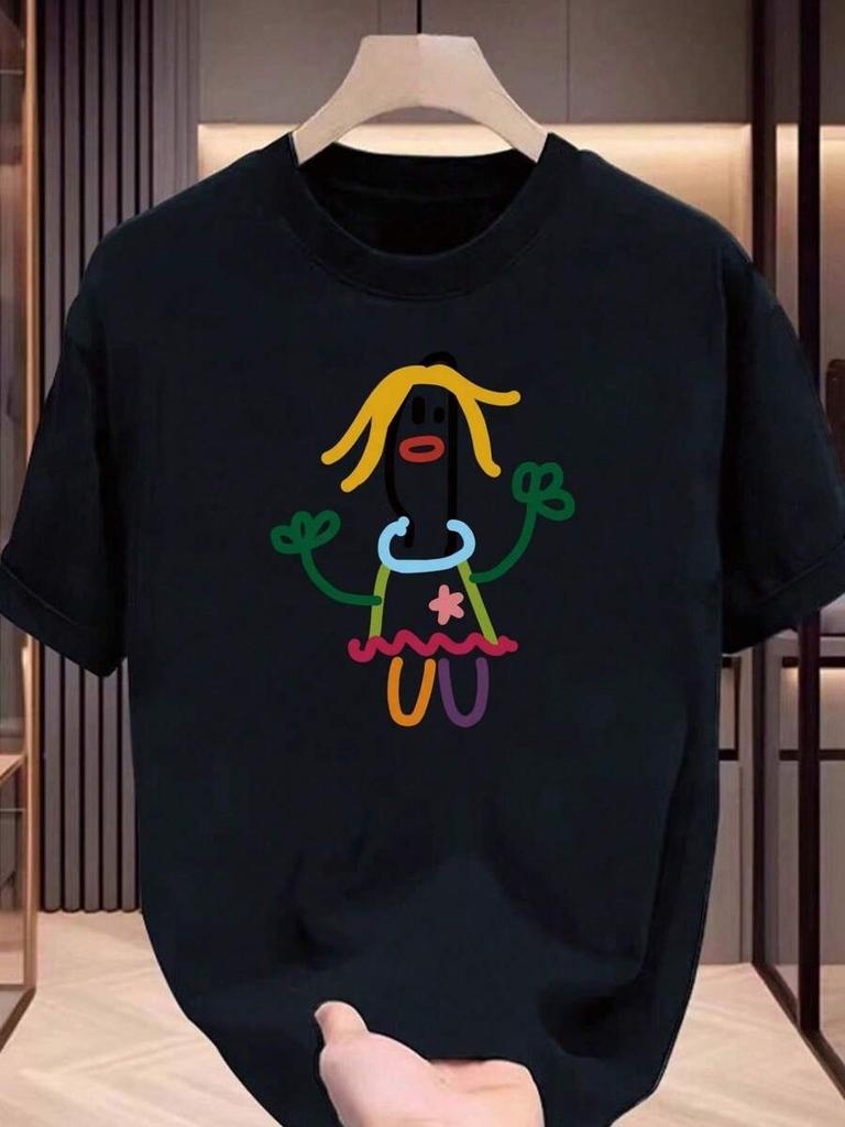 Unisex lässiges Sommer-Outfit T-Shirt Rundhals Kurzarm T-Shirt
