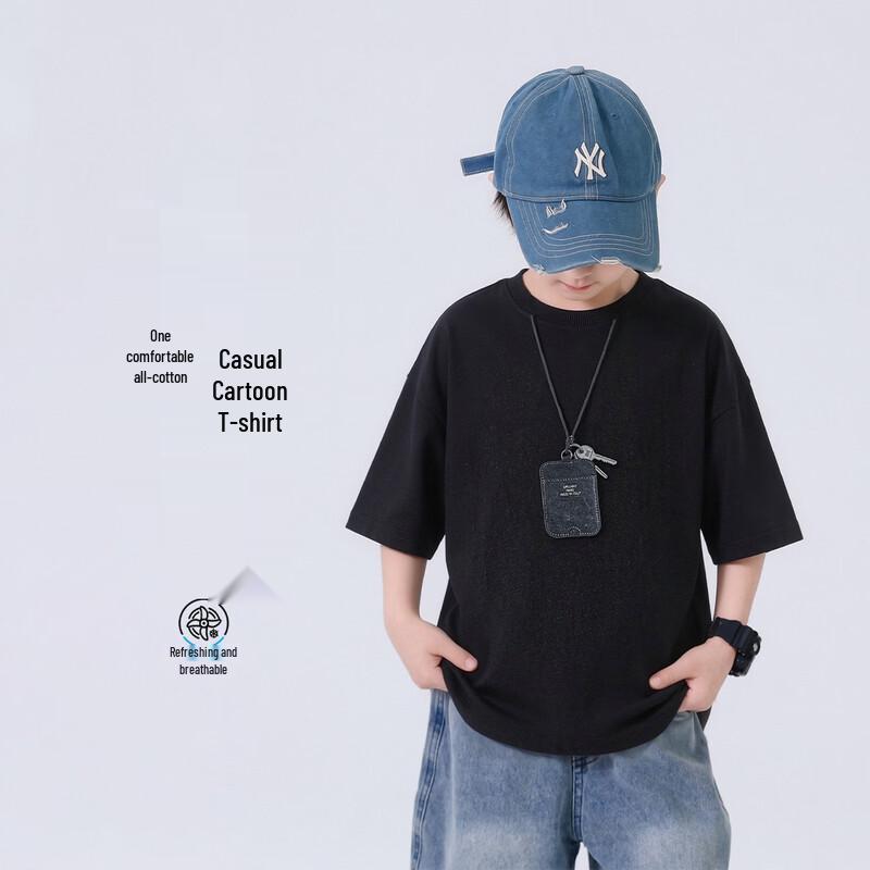 Yoyo Fairy Tale Boys Summer Cotton Short Sleeve T-Shirt 130 чёрный