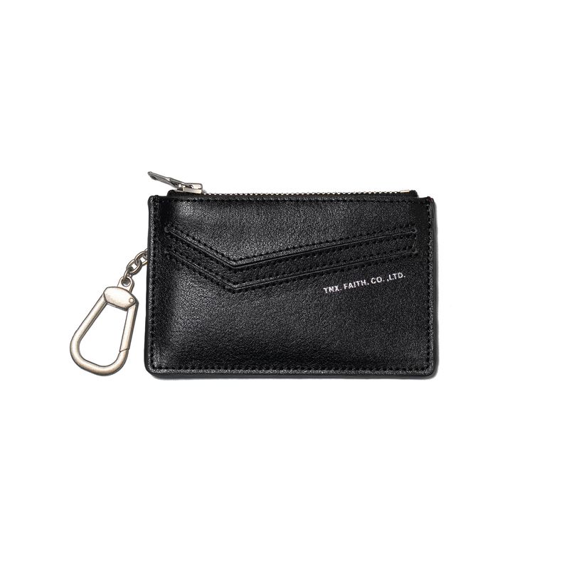 

Tanoxi B008 Nappa Cowhide Suede Leather Ex Zip-up Multi-Card Position Lobster Buckle Card Holder Coin Purse Black