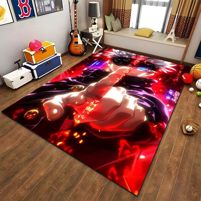 Atemberteppich mit Anime-Charakter, leuchtende Farben. Geeignet als rutschfeste Spielmatte für Sofas im Wohn- und Schlafzimmer.