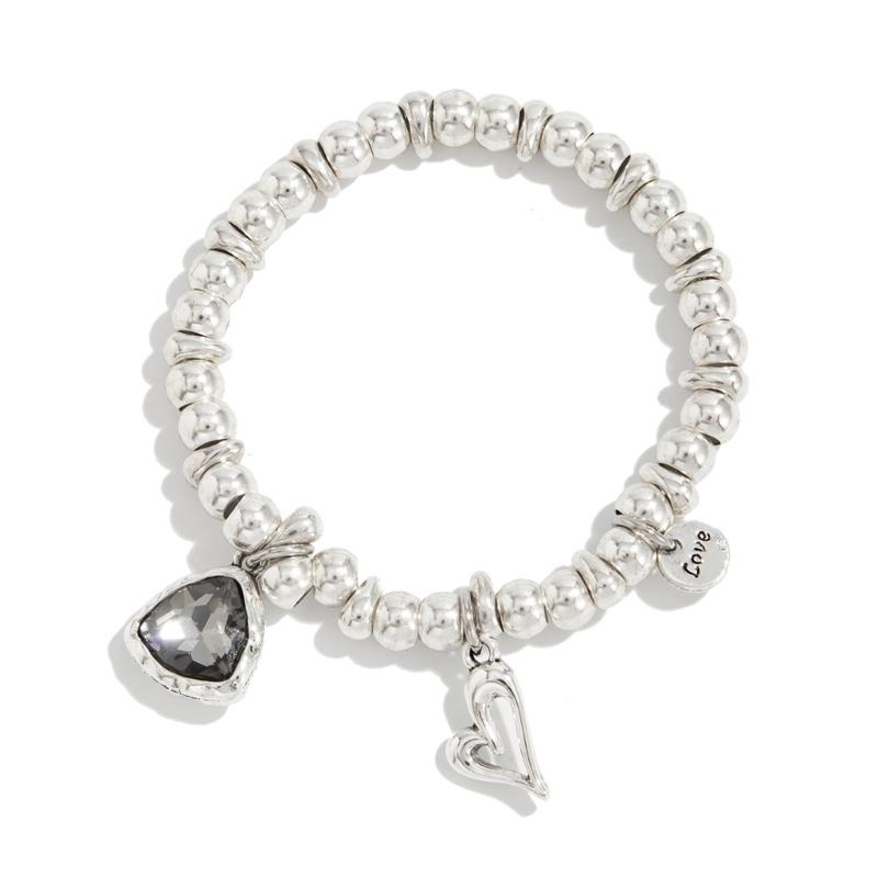 

Adjustable Silver Chain Bracelet Retro Black Acrylic Heart Pendant for Women Fashion Accessory Mood Tracker Gift 1
