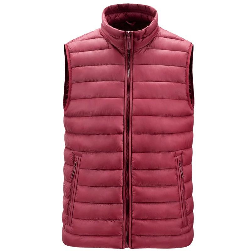 Men's Light Cotton Ribbed Zipper Vest with Pockets for Autumn and Winter
