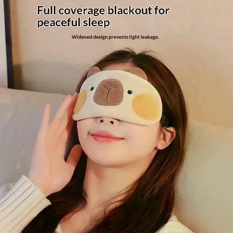Compressa Fredda Kapybara Capibara Maschera per Dormire Traspirante Raffreddatore Gel Freddo Peluche Maschera per Occhi Comfort Riutilizzabile Viaggio Sonno