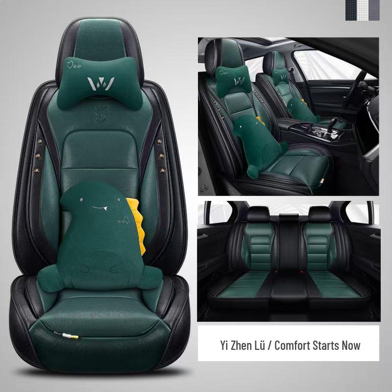 Universal Cartoon Car Seat Cushion - Four Seasons, Wear-Resistant, Dirt-Resistant, Full Surround, Leather Cover for Five-Seaters