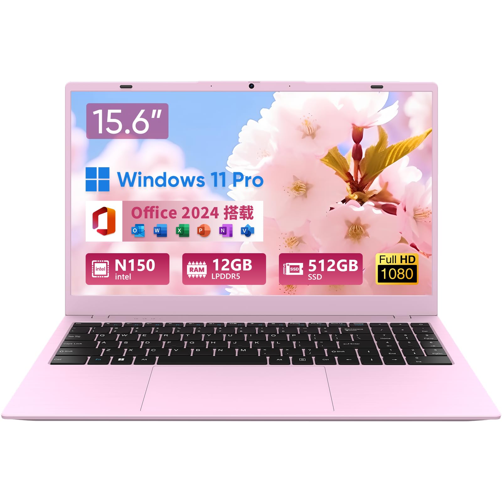 

Ноутбук BiTECOOL 12-го покоління N150 з Office Легкий Windows 11 Pro Full HD IPS Широкий кут огляду WiFi BT 12 ГБ ОЗП 512 ГБ До Тонкий дизайн рожевий