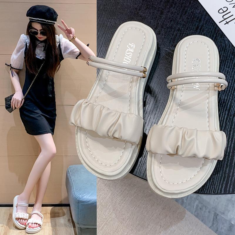 Sandals Female Summer Flat Bottom 2025 New Versatile Internet Celebrity Fairy Style with Skirt Two Wear Roman Thick-soled Cool Slippers