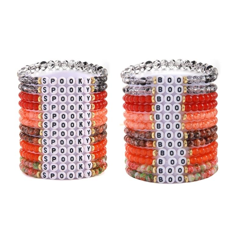

Personalize Sturdy Glass Letter Bead Bracelet Set Versatile Casual Wear Jewelry Accessory for Casual and Party Scenes 1