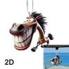 2D Large Mouth Horse Acrylic Pendant Flat Cartoon a Running Horse Keychain Car Pendant Big Mouth Horse Car Keychain