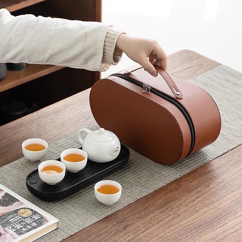 CHANGSHEGNYUAN Portable White Ceramic Travel Tea Set