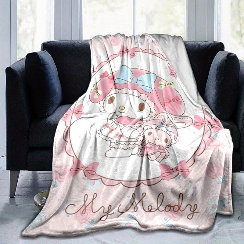 1pc,Sanrio My Melody Home Decor Flannel Blanket: Perfect Gift for Bedroom, Living Room, Travel, Camping, Car, Beach, Office Naps, Ideal Sofa Throw, Ou