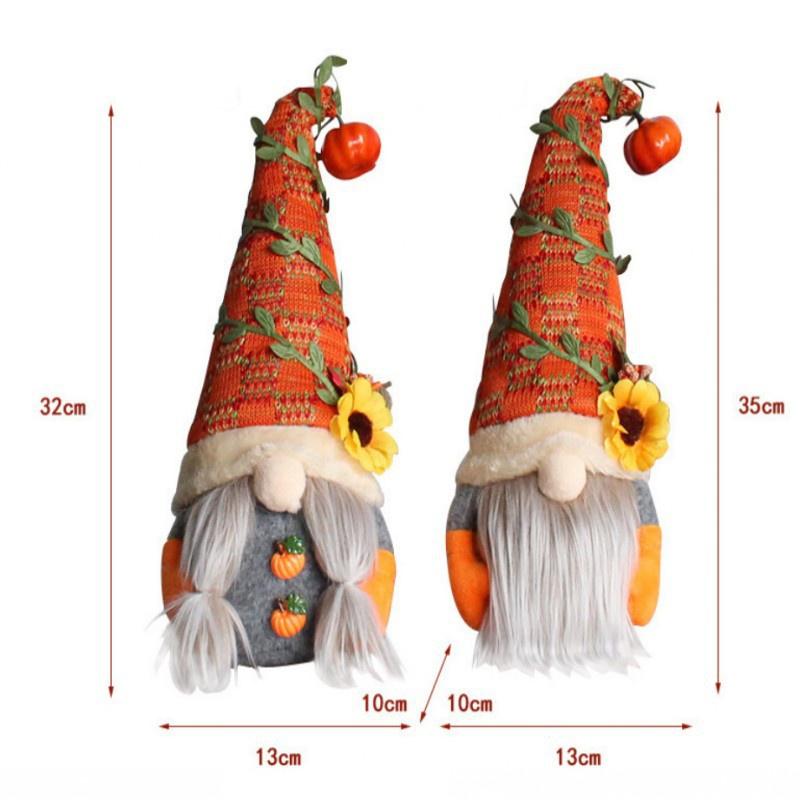 Fall Gnome Pumpkin Sunflower Swedish Nisse Tomte Elf Dwarf Plush Ornaments for Christmas Autumn Thanksgiving Decor