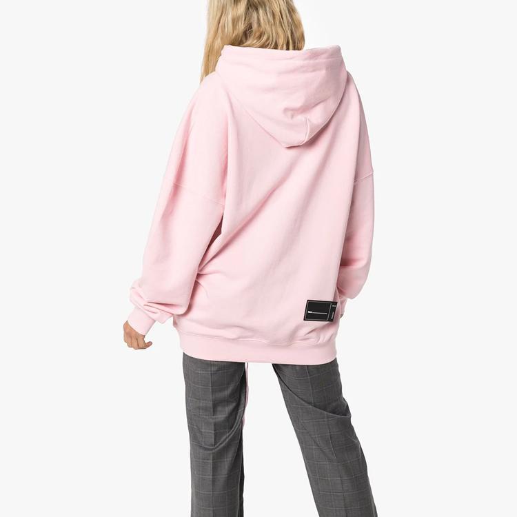 WE11DONE Small Logo Embroidered Long Drawstring Hoodie Unisex Hoodies Pink WD-TP3-20-707-U-PK