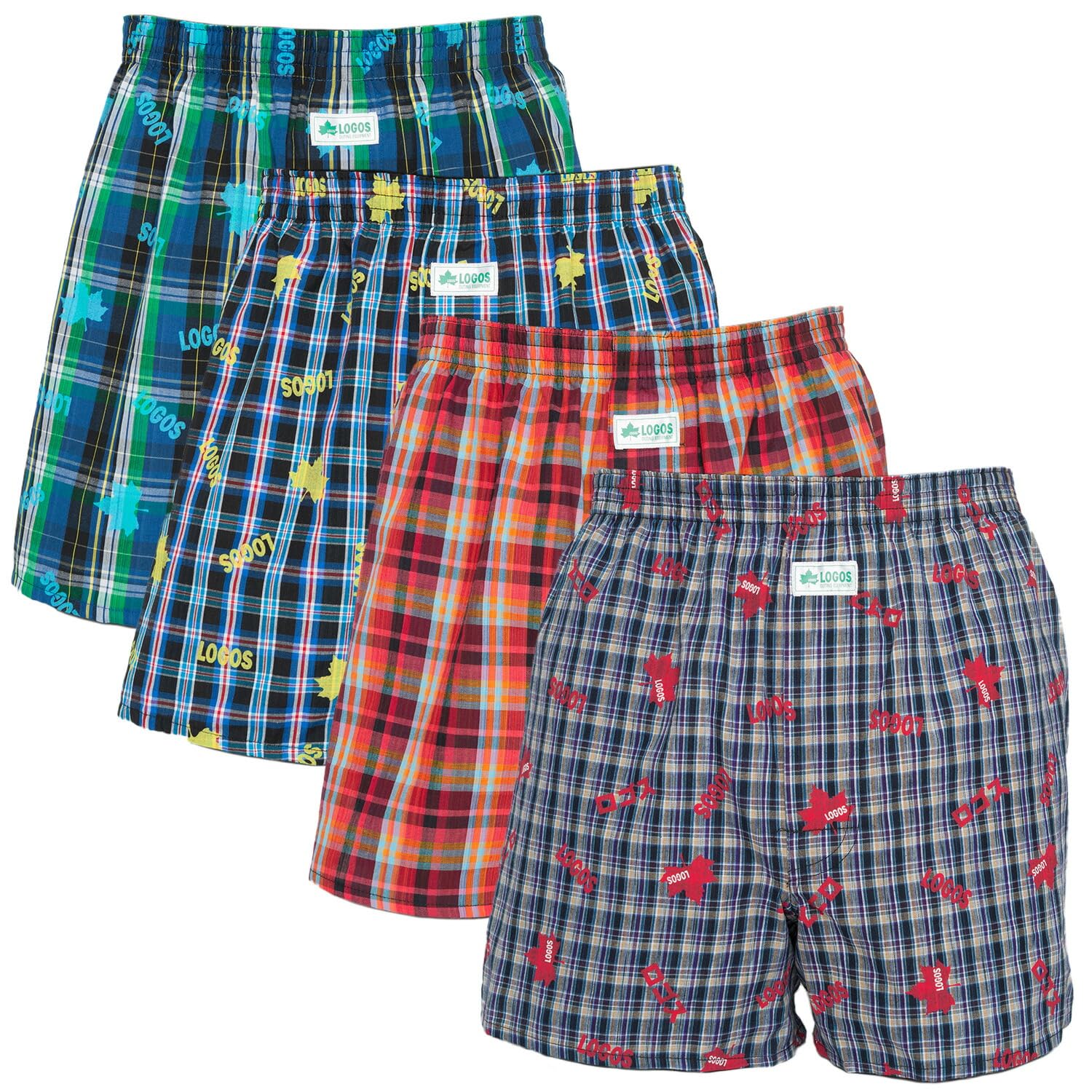 

Logos Men s Open-Front Trunks, 2-Pack, 3-Pack, or 4-Pack Random Set, 100% Cotton, Checkered and Printed Patterns, Plus Sizes, Moisture-Wicking, Quick-