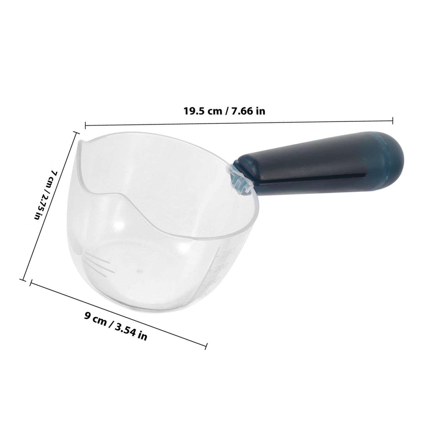Two in One Plastic Pet Food Spoon Dog Food Scoop Clip with Transparent Scale Measuring Cup for Cat Dog Feeding синий