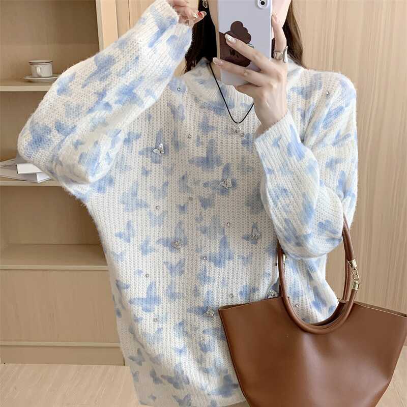 Autumn Women Solid Sweaters Knitting Basic Fashion O-Neck Style Pink Loose Pullover Sweater