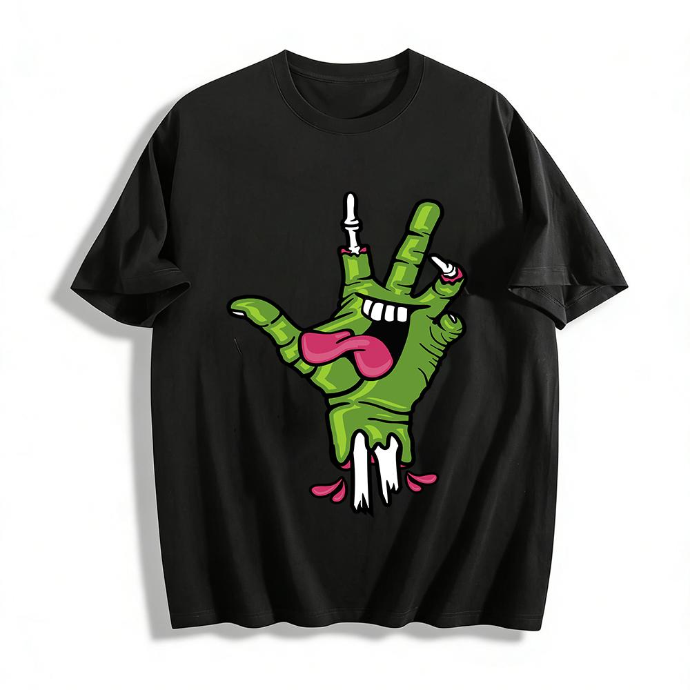 Funny Zombie Hand Print Tee Cool Street Style Casual Top Pure cotton T-shirt XXS