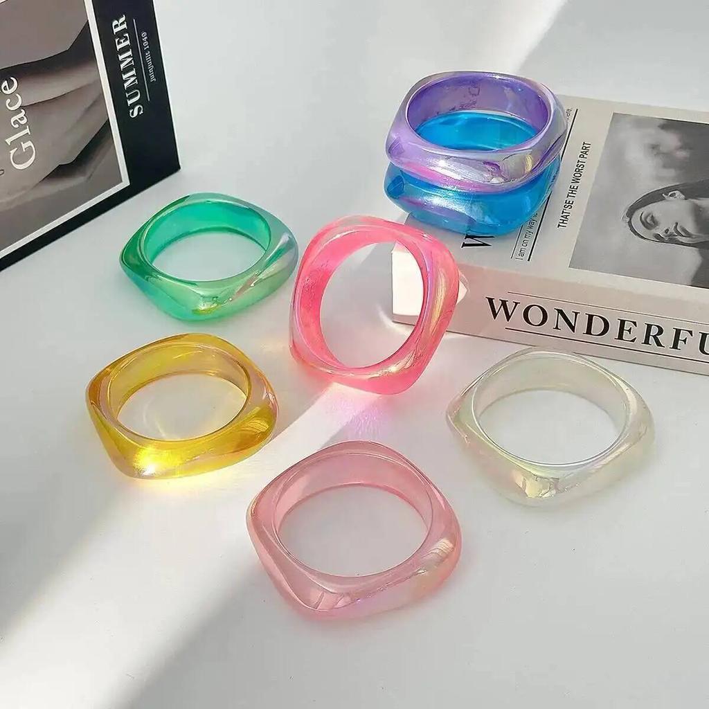 SHIXIN Luxury Colourful Chunky Acrylic Wide Bracelets for Women Creative Geometric Irregular Stackable Cuff Bangle Y2K Accessory