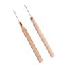3pcs/set Wooden Handle Hook Needles Metal Micro Hook Sewing Tools Crochet Hook  for Making Wigs