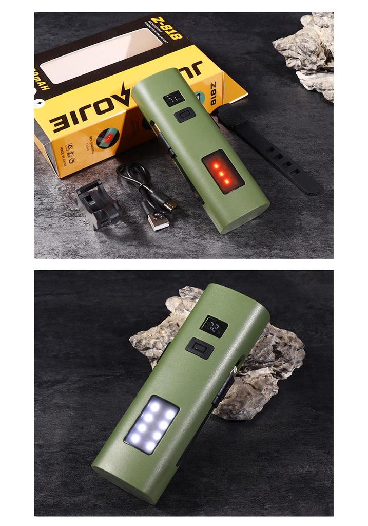 Ultra Bright Multifunctional Flashlight & Power Bank with Side Warning Light, Digital Display, and Bicycle Light
