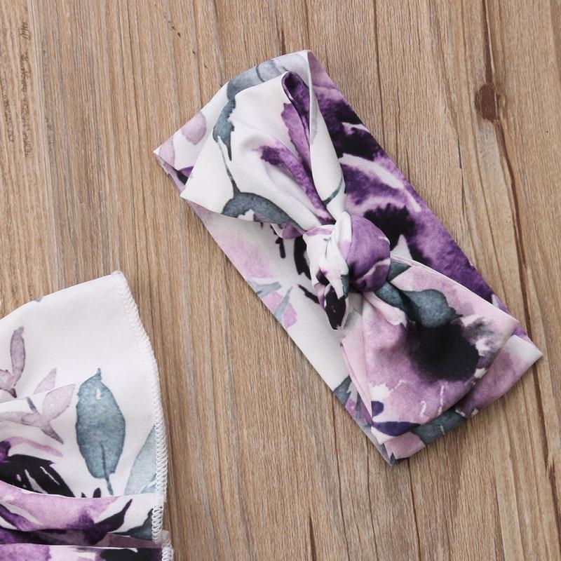 Sommer Baby Mädchen Blumendruck Strampler Neugeborenen Rüschen Kurzarm Body mit Stirnband Säugling einteilige Overalls Outfits