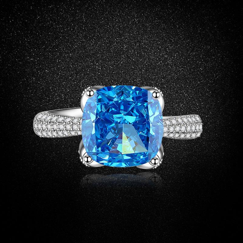 

Elegant Cushion Cut Green and Blue Gemstone Rings with Sparkling Accents Perfect for Special Occasions Fashion Jewelry for Women Adjustable синий