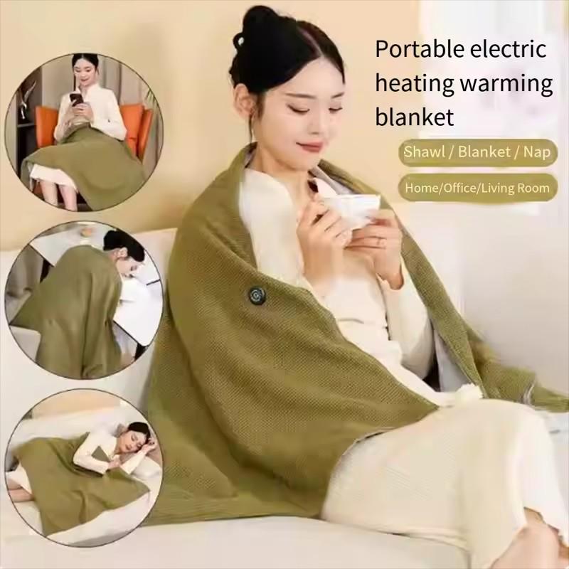 Winter USB Electric Heated Blanket Wearable 3 Heating Level Heated Shawl Portable Body Warmer Blanket for Home Office Sofa Shawl