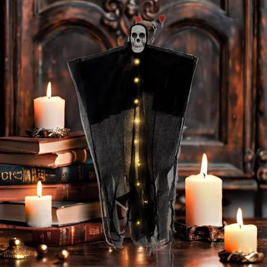 Halloween Hanging Skeleton Ghost Decoration Outdoor Large 35" Scary Flying Grim Reaper for Yard Patio Lawn Garden Haunted House Prop