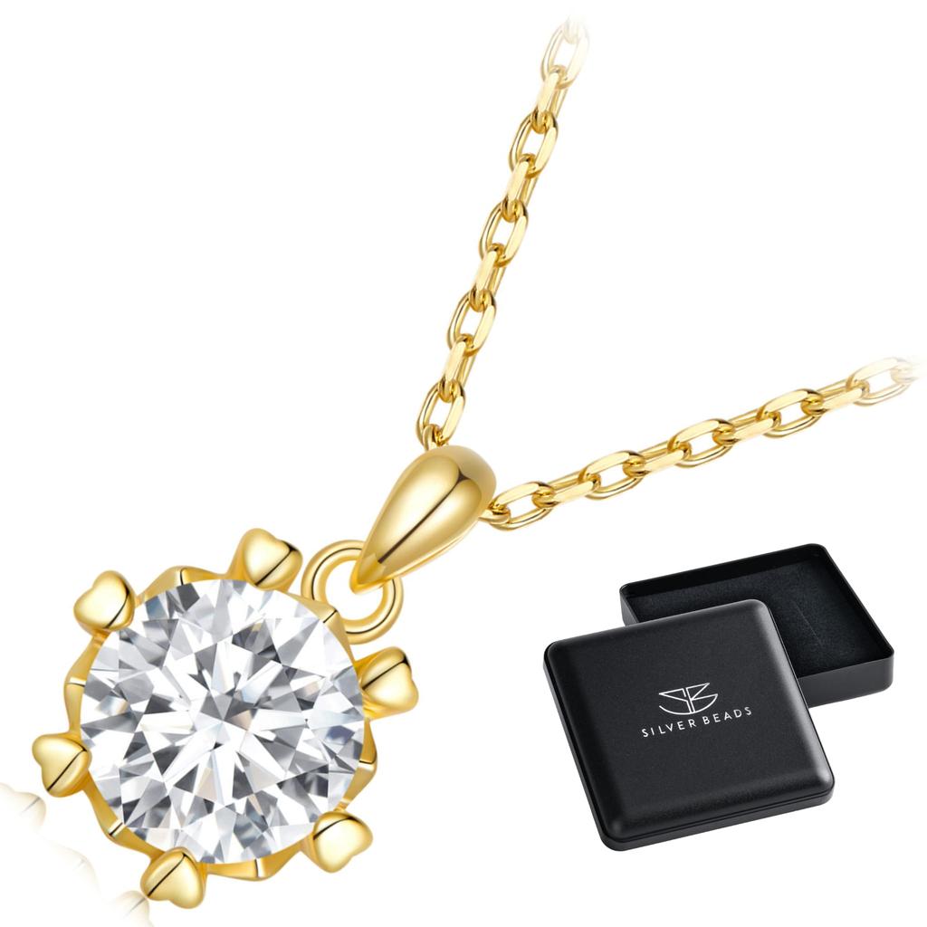 Gold-plated Moissanite Necklace 1.0 Ct 925 Silver Adjustable