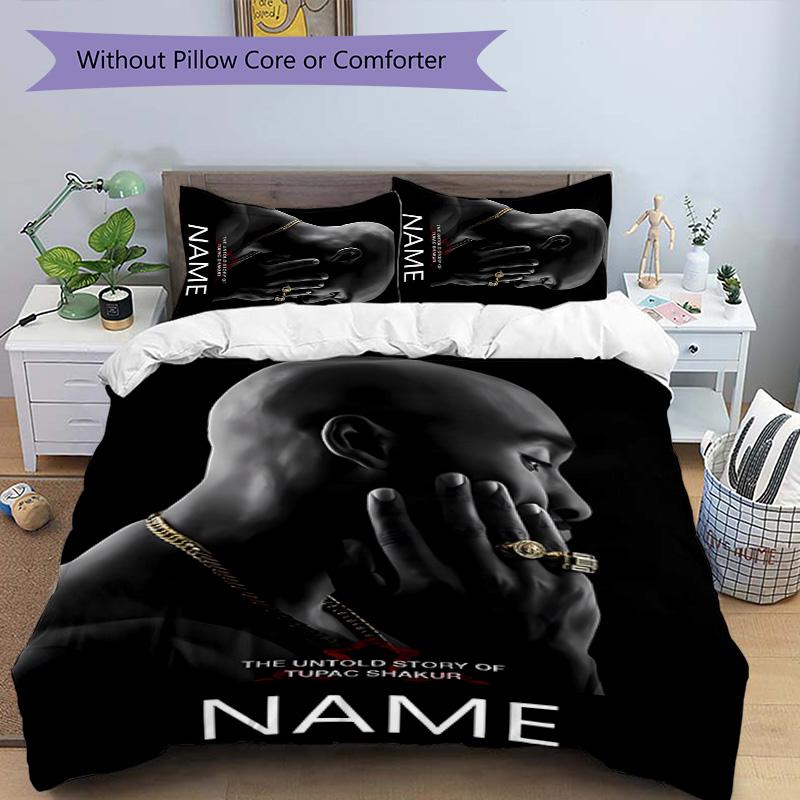 3pcs Rapper2 Cover Set - Personalized Name, HD Printed Bedding with 1 Cover and 2 Pillowcases - Perfect for Home Decor, Easy Care