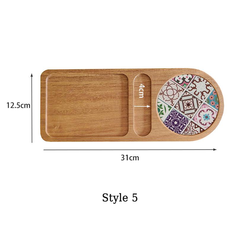 HeMu Massivholz Trenntablett Nachmittagstee-Tablett Tassenbeschichtung Dessert kleines Tee-Tablett einfaches Speisetablett Wärmeisolierendes Tablett