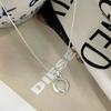 White Jade Marrow Round Necklace Fashionable and Minimalist INS Cool and Cool Geometric Pendant Clavicle Chain