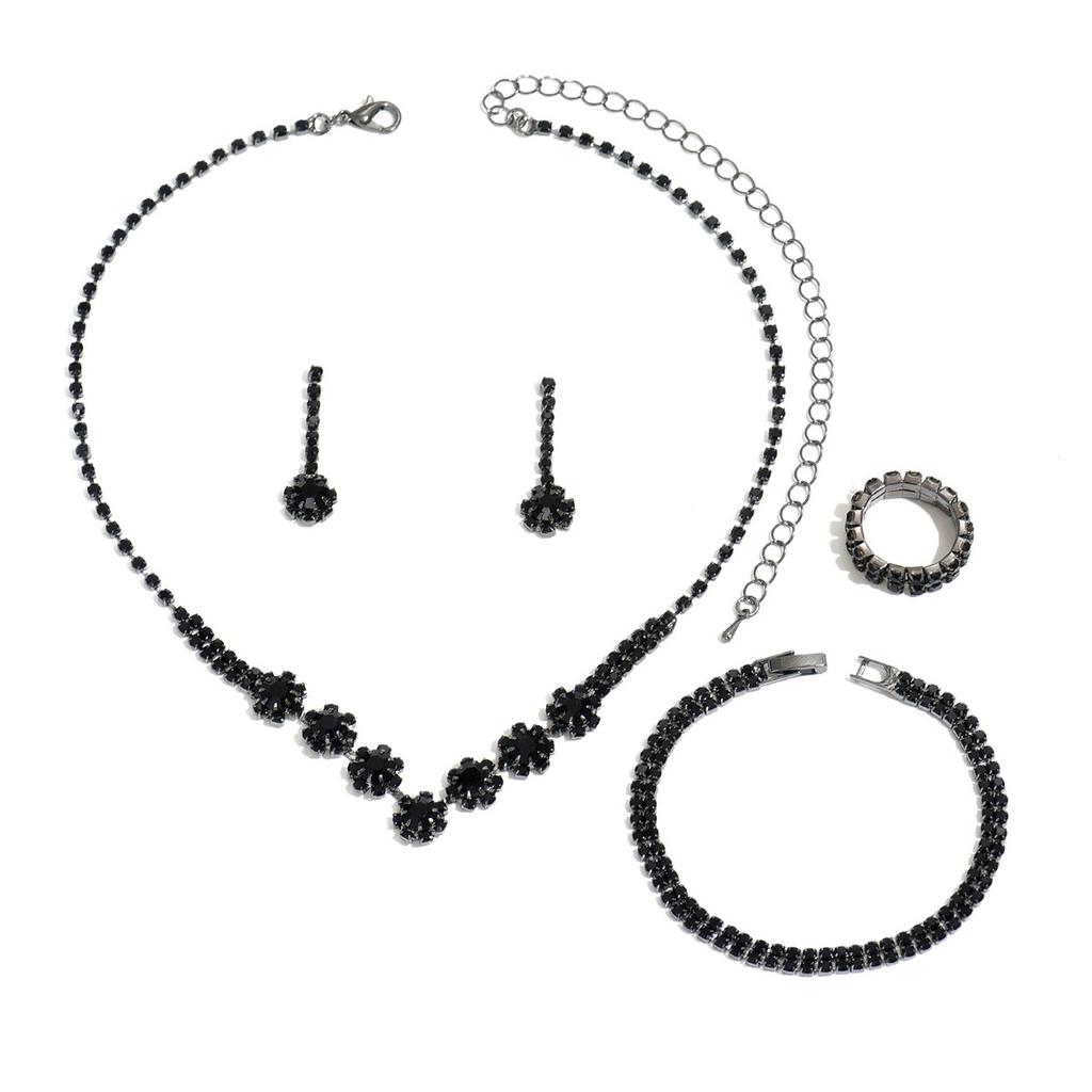Wedding Accessories Jewelry Set Necklace Earrings Bracelet Ring Four-Piece Evening Dress Wedding Versatile Accessories