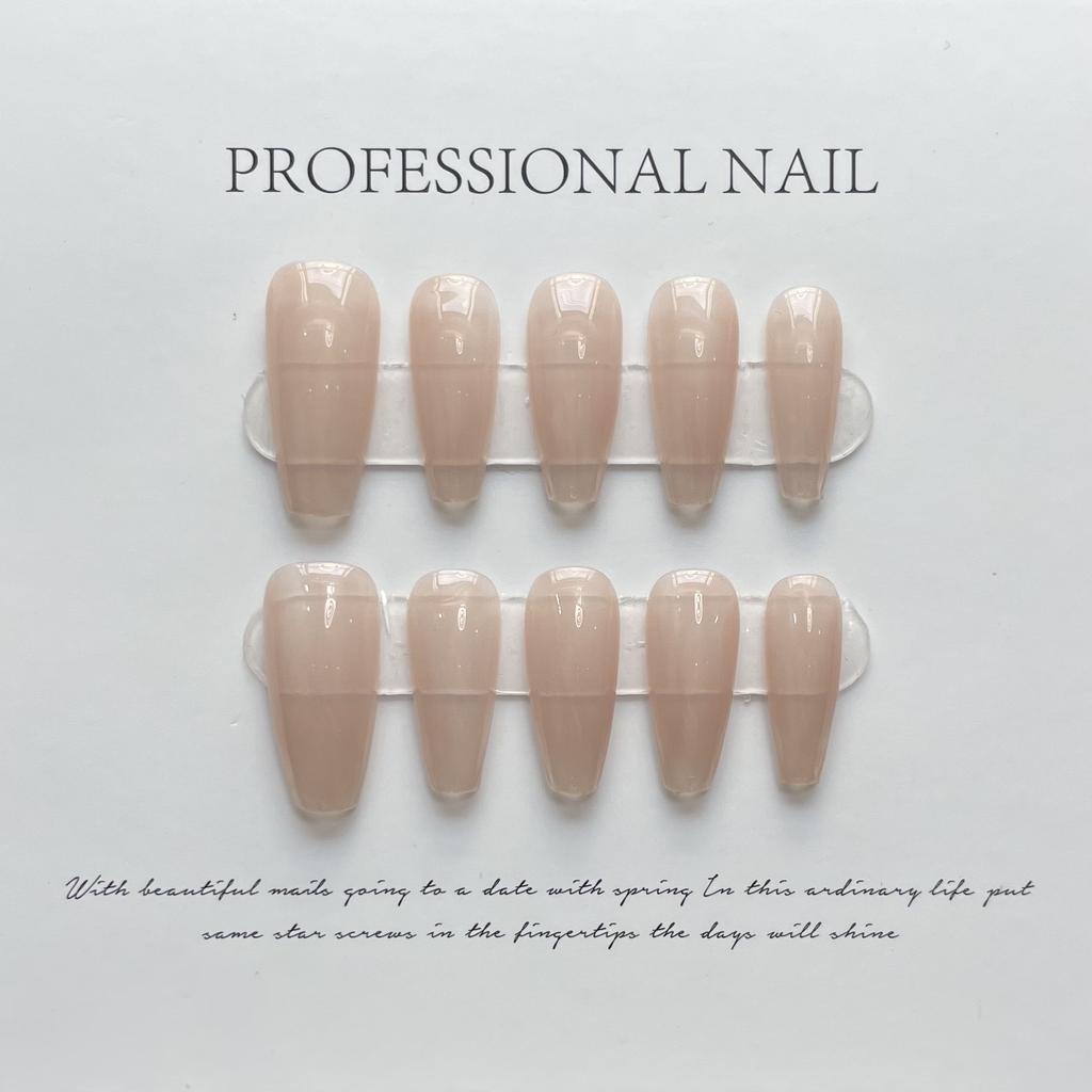 10pcs/set Purely Handmade Wearable Nails Removable Nail Art French Simple False Nails Finished Long and Short Nails