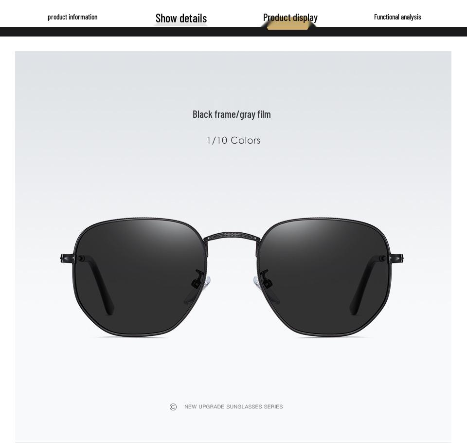 Men's Polygon Polarized Sunglasses - Colorful Metal Frame, Anti-UV, Anti-Blue Light, Flat Lens 3548