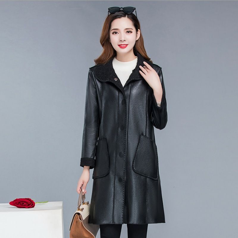 

Velvet Leather Jacket for Women, Women s Mid To Long Style Leather Jacket, Plus Size Leather Jacket for Women 5XL