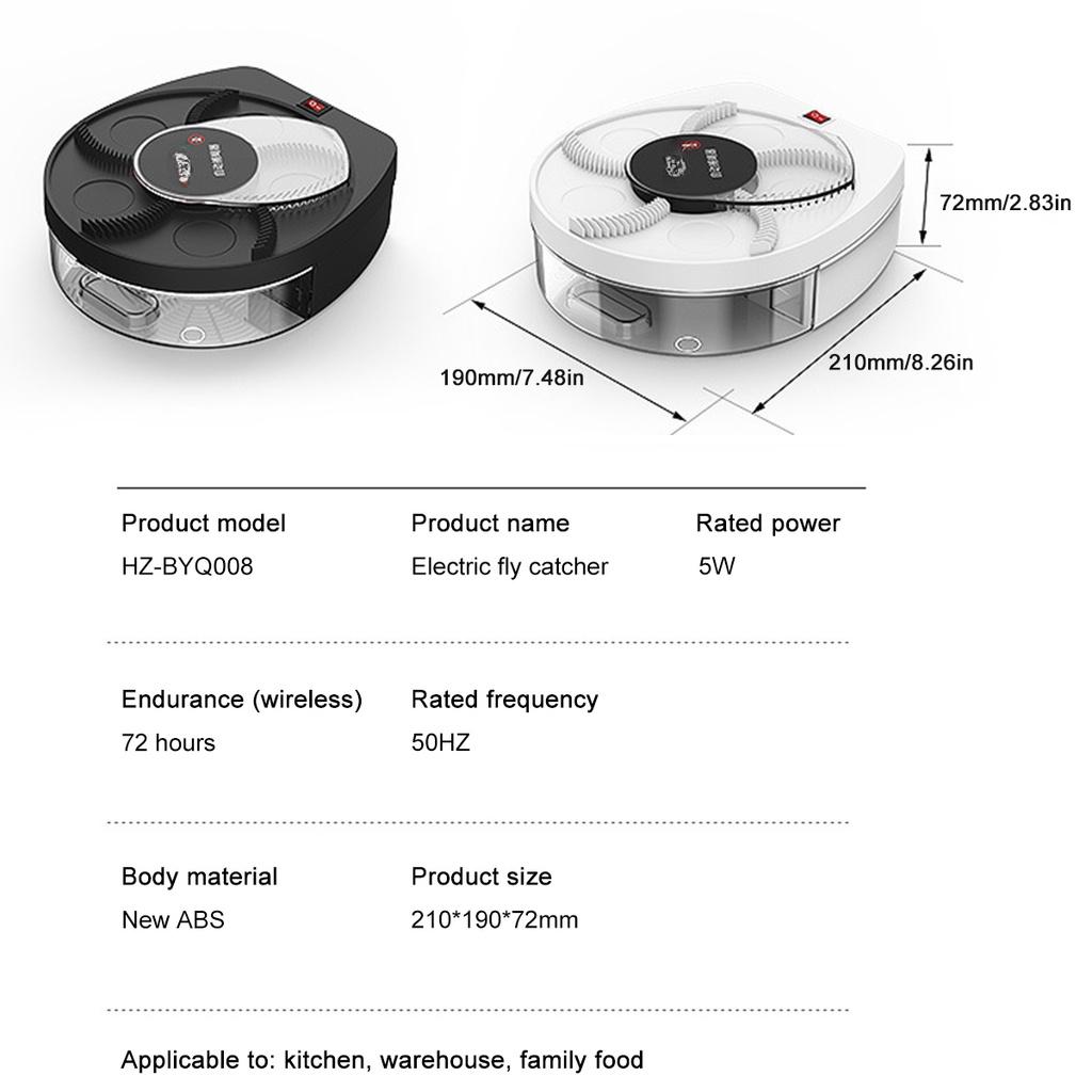 Black/White Wall Mount USB Rechargeable Flytrap Automatic Pest Catcher Fly Killer Electric Fly Trap Insect Pest Reject Control Catcher
