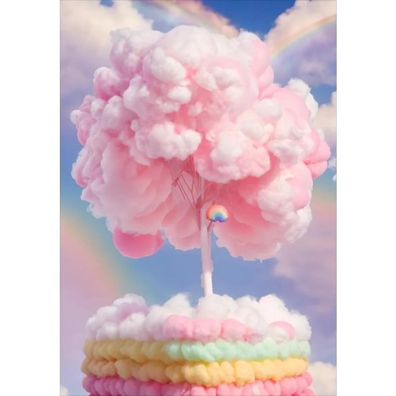 Colored Cotton Candy Rainbow Love Heart Posters Prints Canvas Printing Wall Art Picture for Girl Room Dessert Shop Decor Gifts