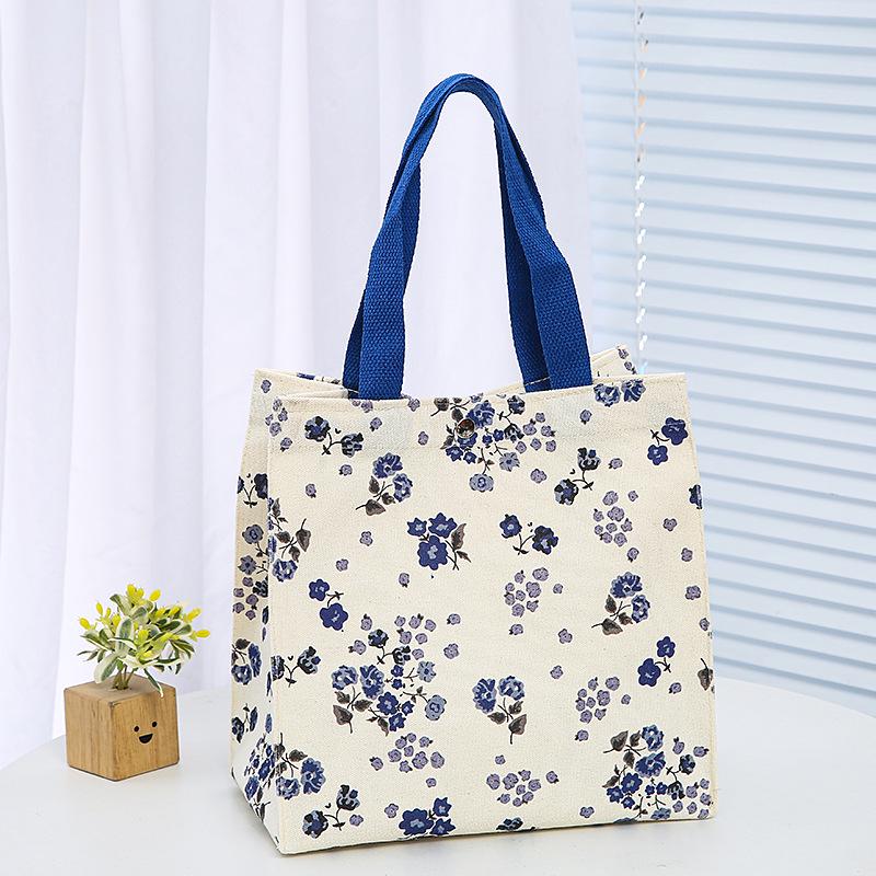 

2023 Летняя сумка из мультяшного холста для женщин: Маленький, простой и идеальный вариант для ланча или студенческой сумки.