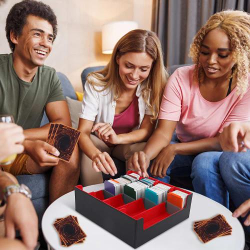 ZWSJLC Deck Case, Card Storage, Large Capacity, PU Leather, Trading Card Storage Box with 24 Dividers and Card Stoppers, Compatible with MTG and Other