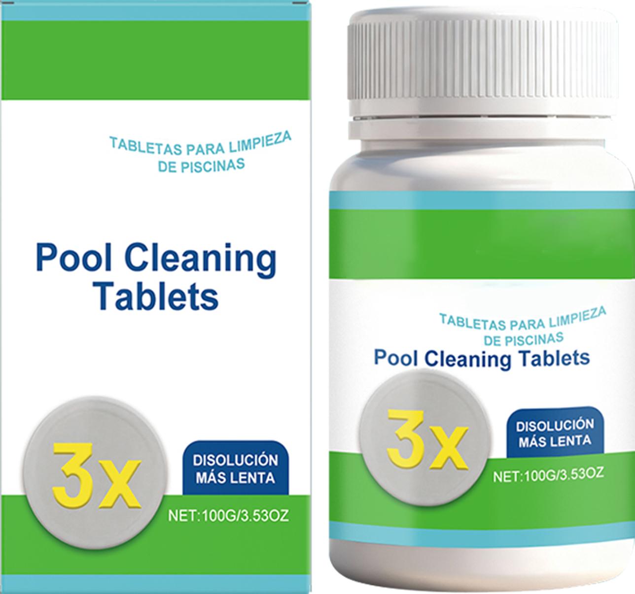 Pool Cleaning Tablets 3X Slow Dissolving Chlorine Tablets for Swimming Pool Maintenance and Sanitization 100g Bottle Effective Water Treatment