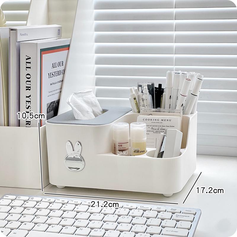 

Multifunctional Desktop Organizer: Tissue Box & Pen Holder, Cute Lipstick & Cosmetics Storage.